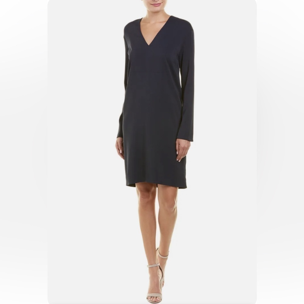 Vince Blue V Neck Long Sleeve Popover Tunic Dress - Picture 4 of 13